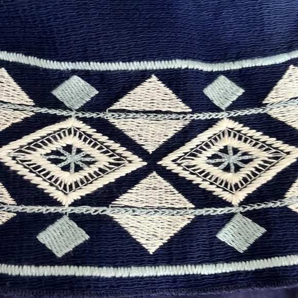 Shoshanna Embroidered Textured Cotton Skirt in Navy - Size 0 - Picture 3 of 5